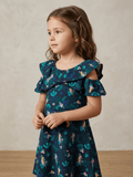 KIABI NAVY BLUE FROCK WITH COLORFUL FLOWERS (BG-000788) - frock