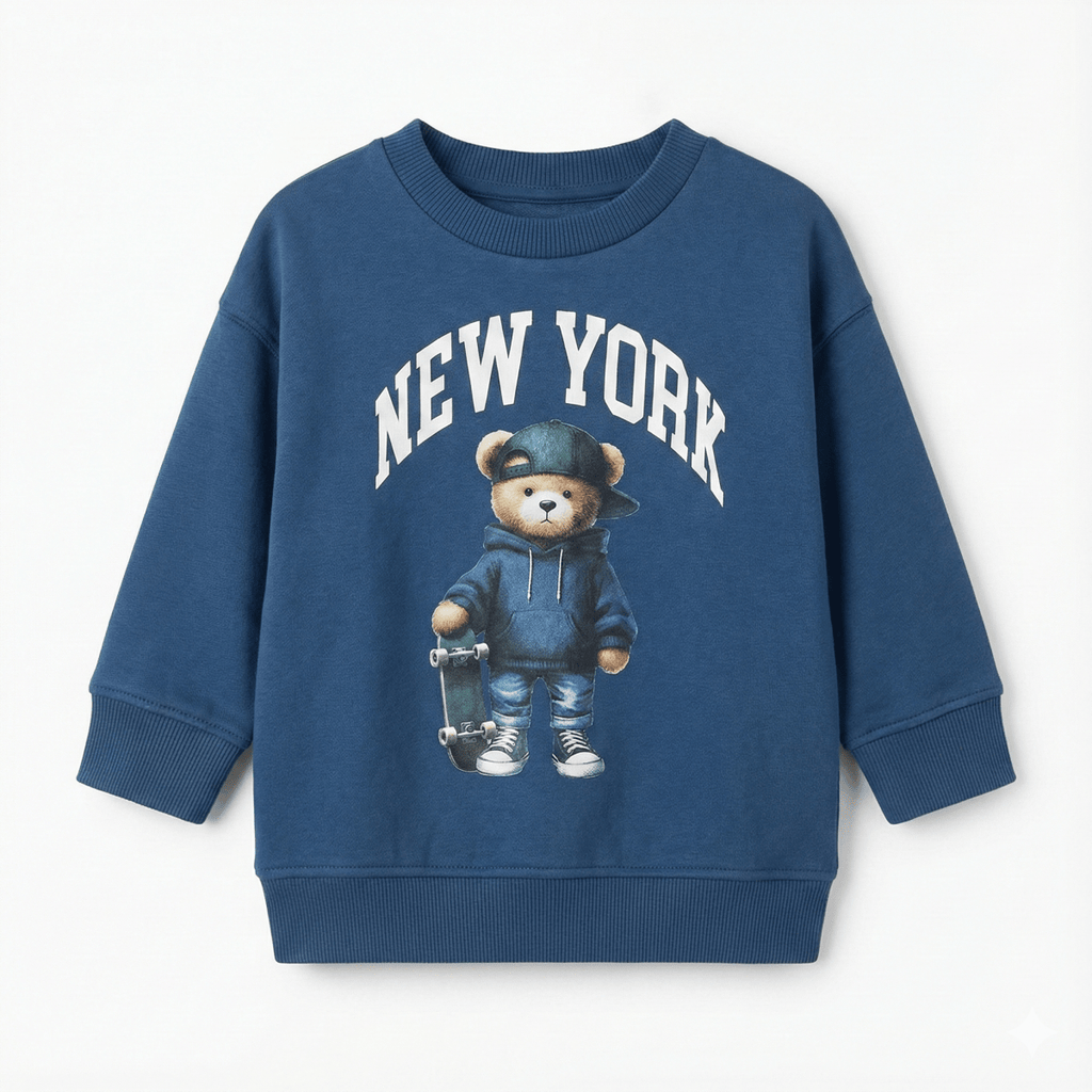 Kids All-Over Print Sweatshirt - Skating Teddy Bears Graphic (BG-000039)