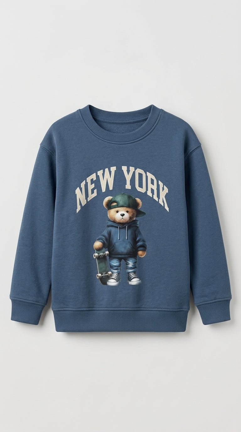 Kids All-Over Print Sweatshirt - Skating Teddy Bears Graphic (BG-000039)