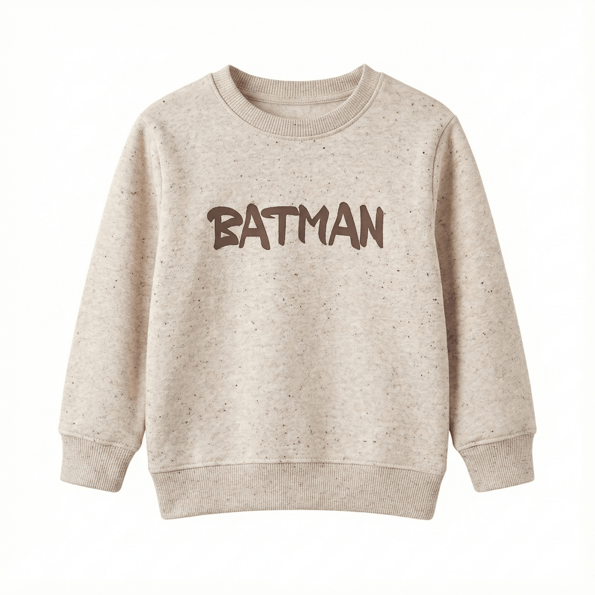 Kids "Batman" Text Sweatshirt - Oatmeal Speckled Fleece (BG-000065)