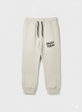 Kids' Beige Ribbed Knee Joggers with "Enjoy Today" Print  (BG-000001)