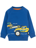 Kids Bright Blue Sweatshirt - Monster Truck & Race Car Graphic (BG-000057)
