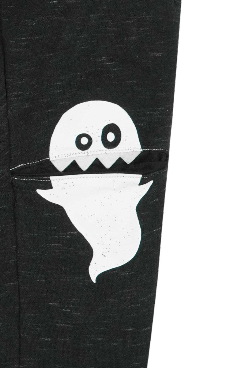 Kids' Charcoal Grey Joggers with Interactive Ghost Knee Graphic (BG-000020)