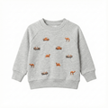 Kids Gray Embroidered Safari Sweatshirt - Jeeps & Camels Pattern (BG-000035)