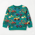Kids Green Sweatshirt - All-Over Construction Truck Pattern (BG-000071)