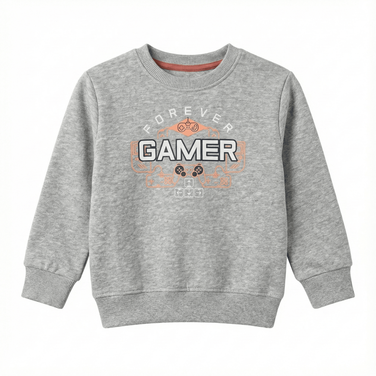Kids Grey Marl Sweatshirt - "Forever Gamer" Controller Graphic (BG-000070)