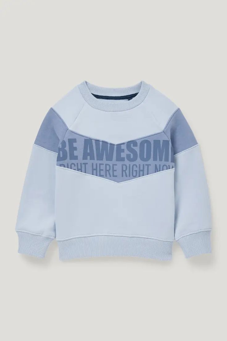 Kids Light Blue Sweatshirt - "Be Awesome" Graphic with Chevron Panel (BG-000066)