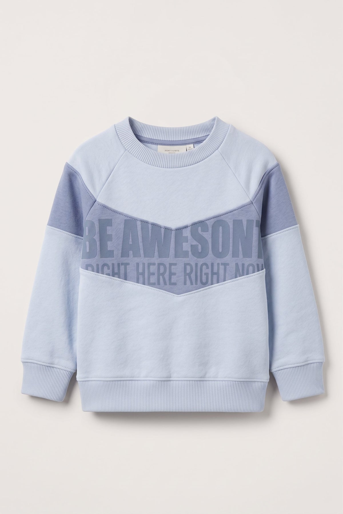 Kids Light Blue Sweatshirt - "Be Awesome" Graphic with Chevron Panel (BG-000066)