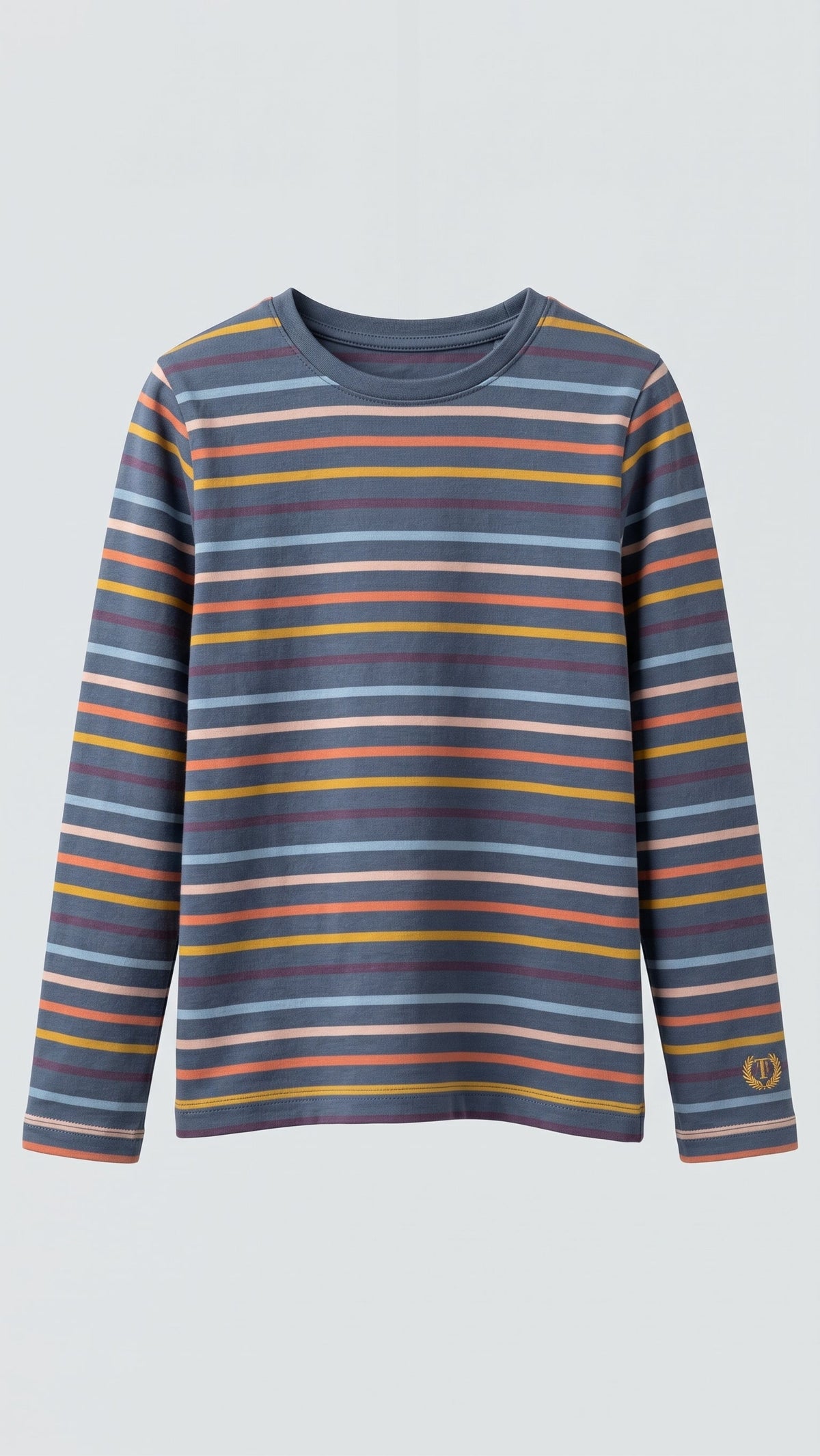 Kids Multi-Color Horizontal Striped Long-Sleeve T-Shirt (BG-000969)