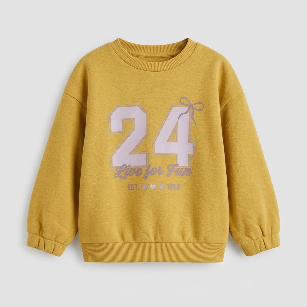 Kids Mustard Yellow Sweatshirt - "Live for Fun" Varsity (BG-000068)