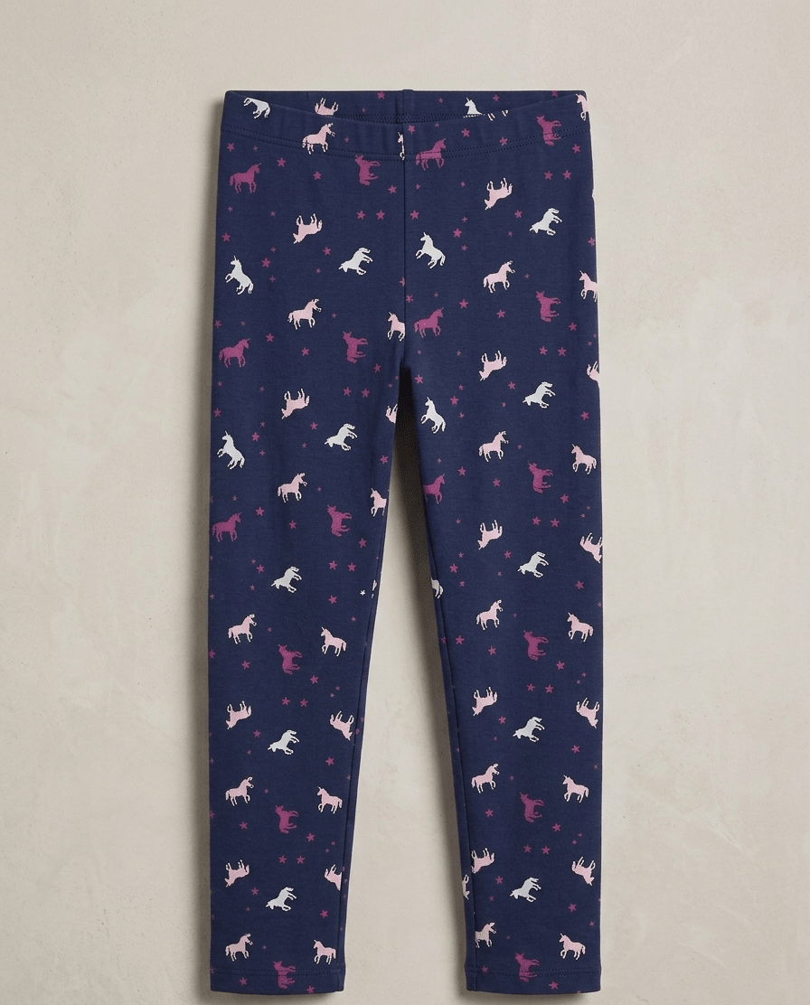 KIDS NAVY BLUE TIGHTS WITH HORSE PRINT (BG-000793) - girl tights