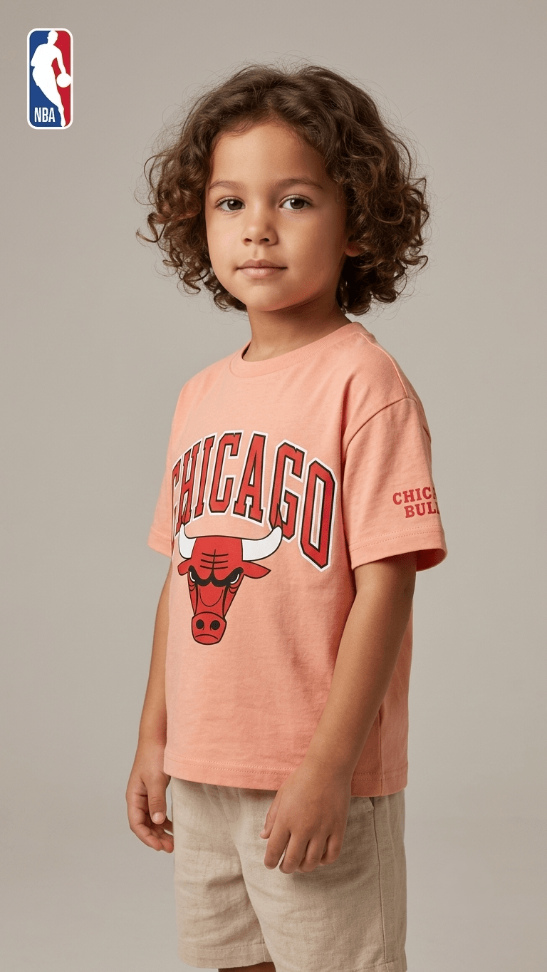 Kids Peach Chicago Bulls Graphic Short Sleeve T-Shirt (BG-000935)