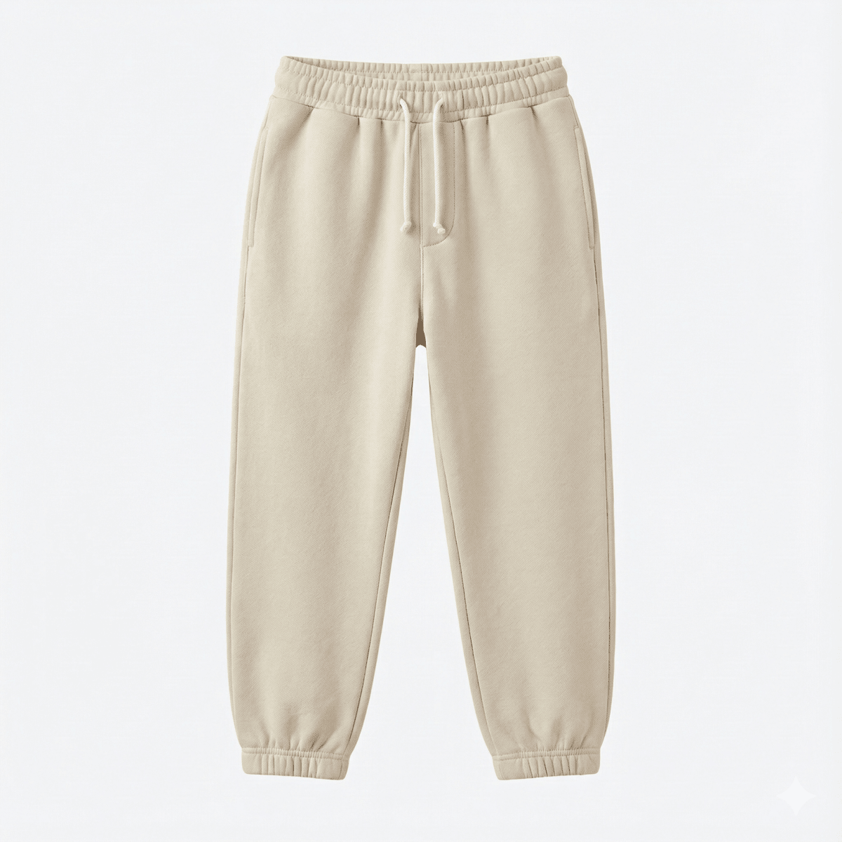 Kids' Premium Essential Beige Fleece Joggers - Solid Color (BG-000034)