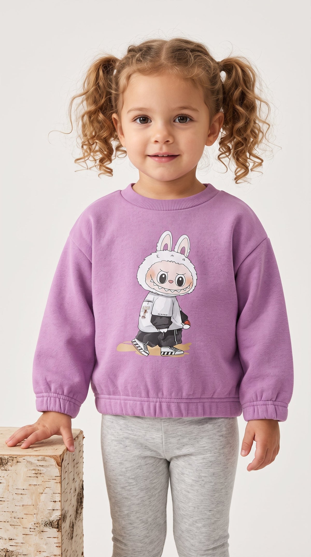 Kids Purple Sweatshirt - Cartoon La Bobo Doll in Hoodie Graphic (BG-000049)