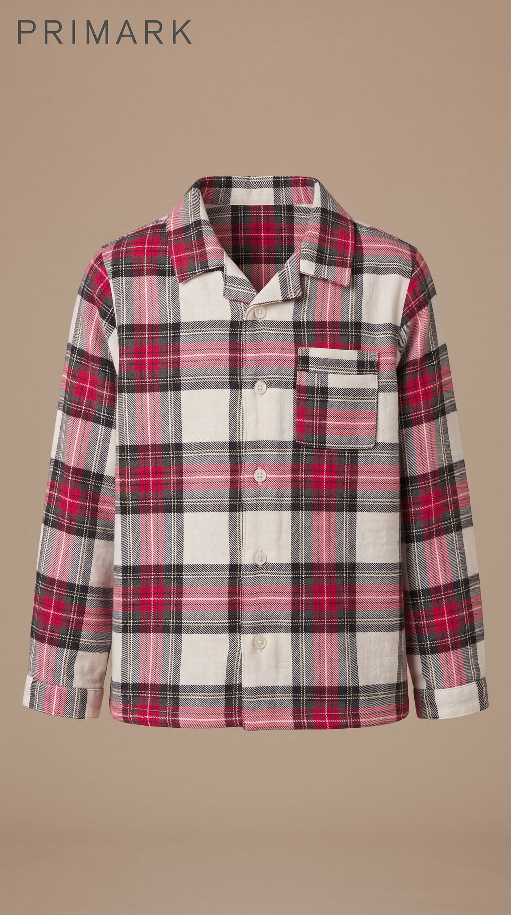 Kids Red and White Plaid Flannel Button-Down Shirt Primark (BG-000943)