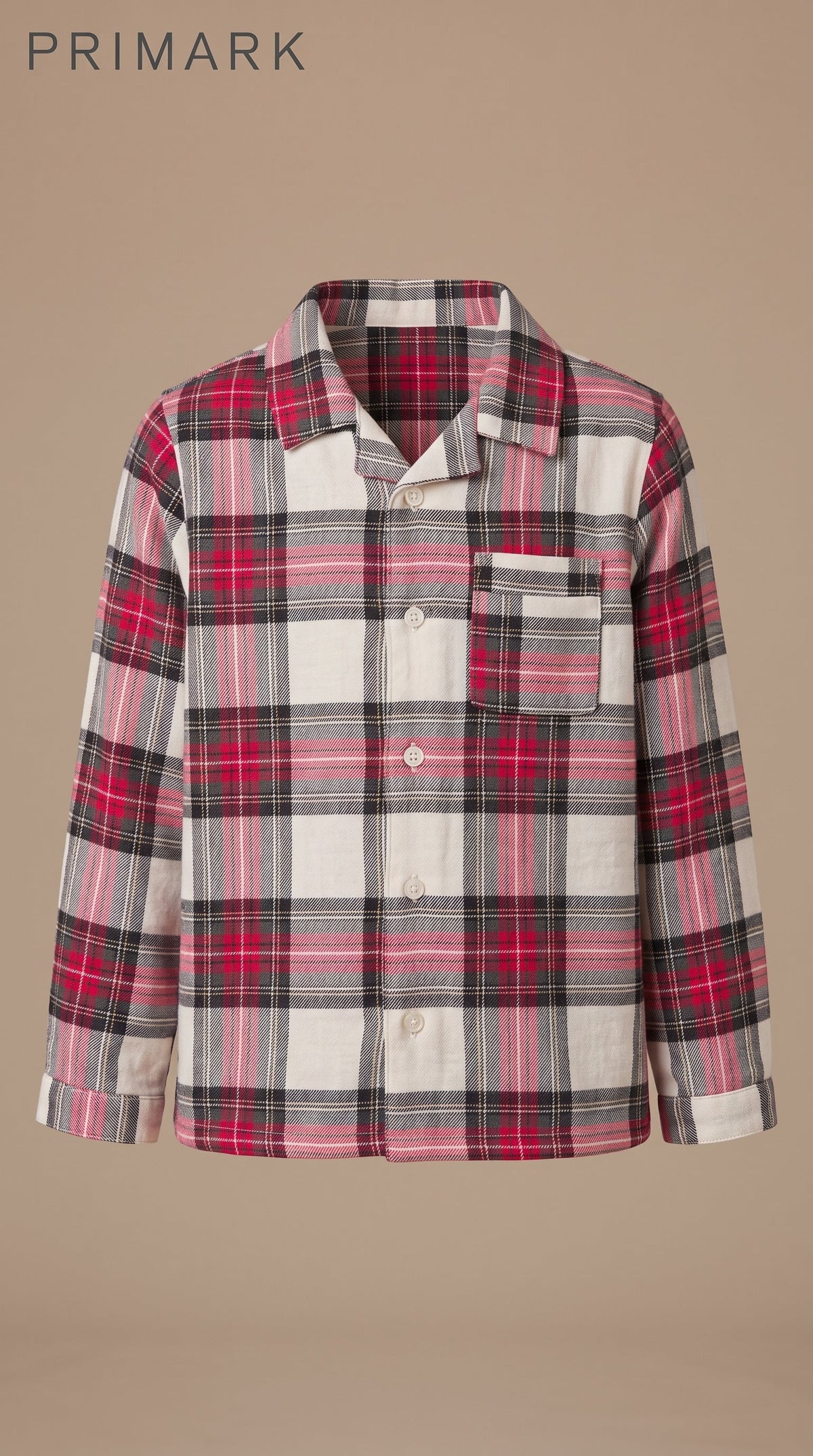Kids Red and White Plaid Flannel Button-Down Shirt Primark (BG-000943)