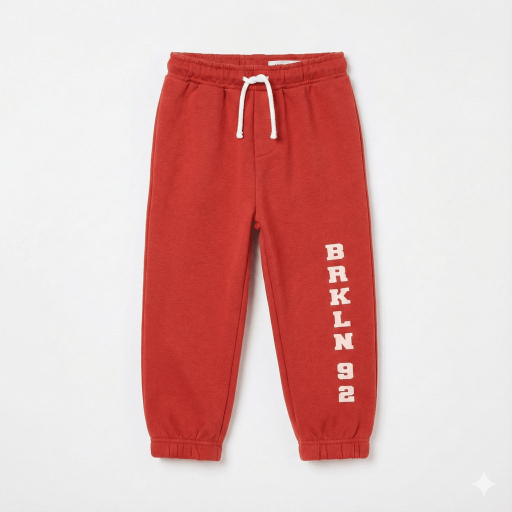 Kids' Rust Orange Joggers with Brooklyn 92 Varsity Print (BG-000026)
