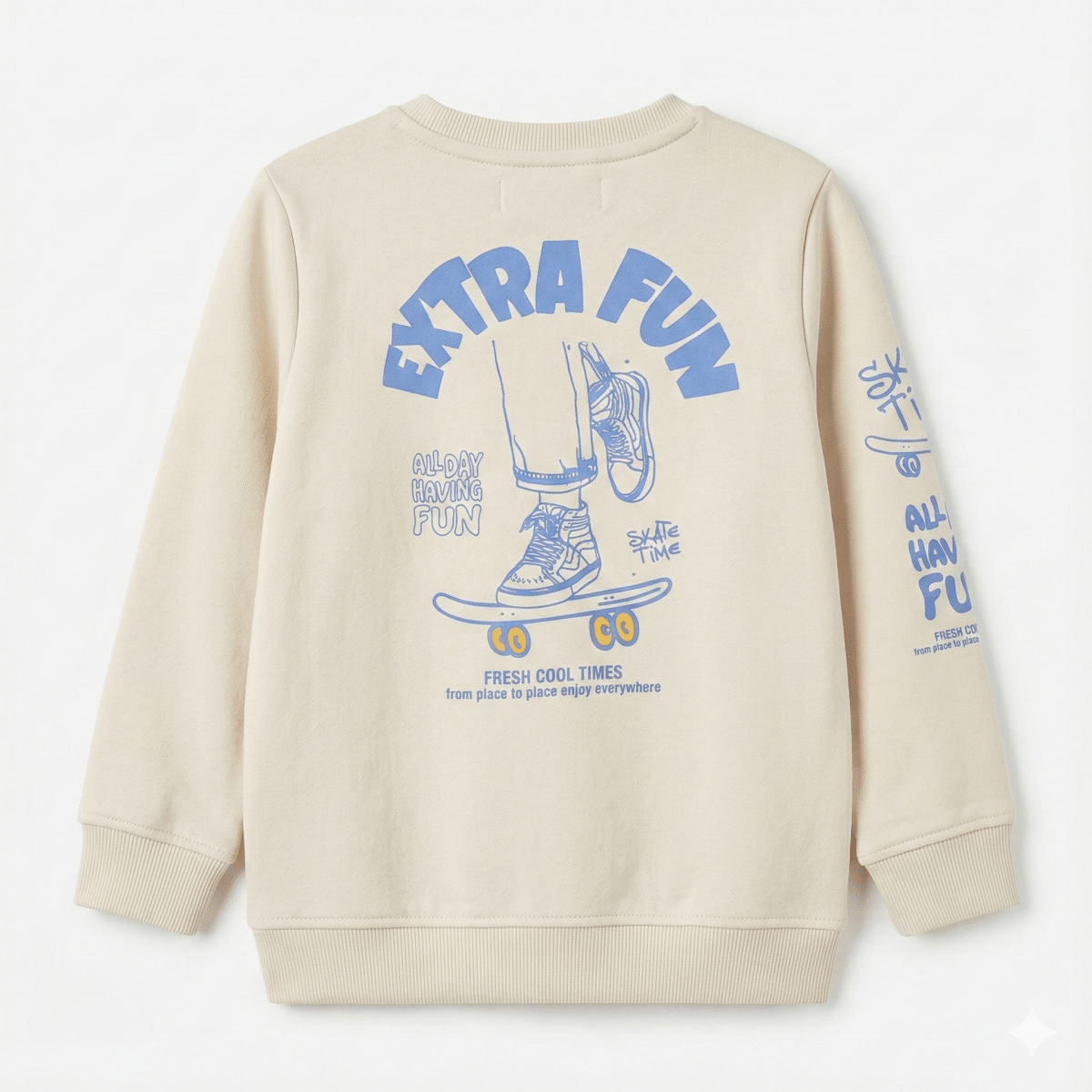 Kids Skater Theme Sweatshirt - "Extra Fun" Graphic with Sleeve Detail (BG-000040)