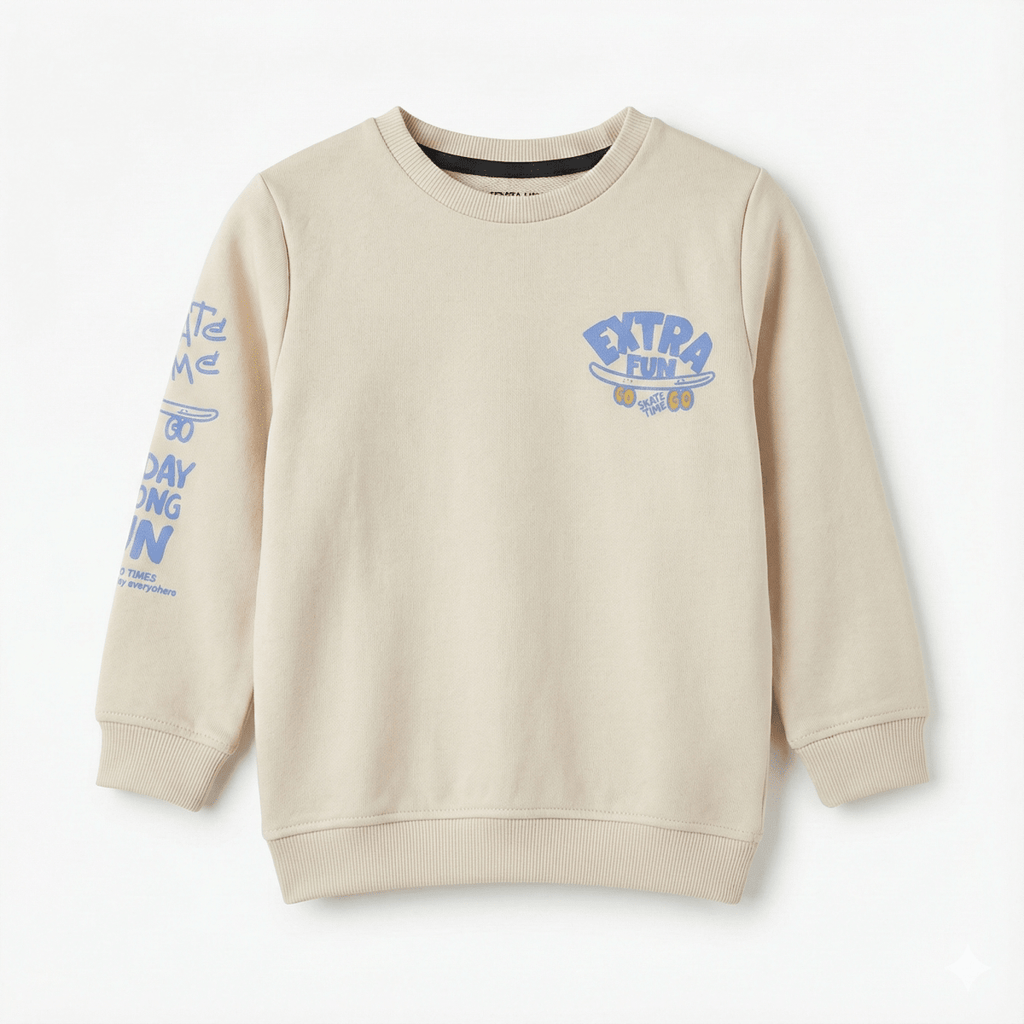 Kids Skater Theme Sweatshirt - "Extra Fun" Graphic with Sleeve Detail (BG-000040)
