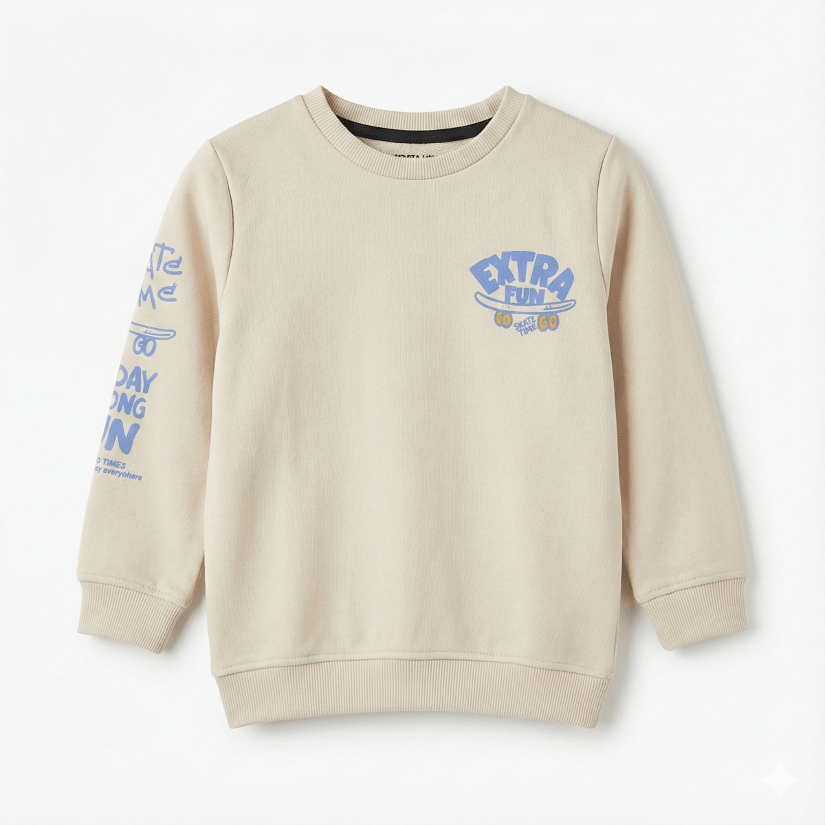 Kids Skater Theme Sweatshirt - "Extra Fun" Graphic with Sleeve Detail (BG-000040)