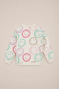 Kids Taupe Sweatshirt - 4 Colorful Smiley Faces Graphic (BG-000036)
