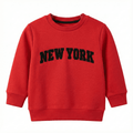 Kids Varsity Style Sweatshirt - Red with Black "New York" Text (BG-000044)