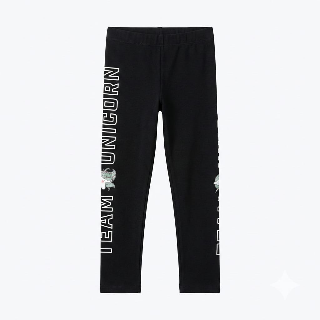 LC Girls Printed Black Long Tights (BG-000230)