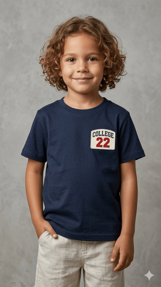 LIGHT BLUE SHIRT COLLEGE 22 (BG-000598) - boy tshirt