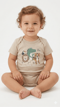 Light Khaki Amimal Printed Bodysuit (BG-000412) - Bodysuit