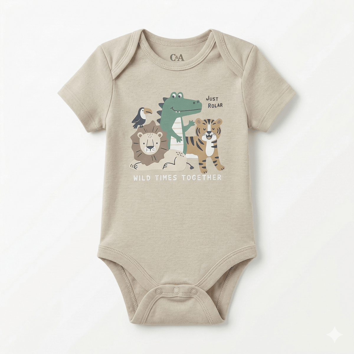 Light Khaki Amimal Printed Bodysuit (BG-000412) - Bodysuit