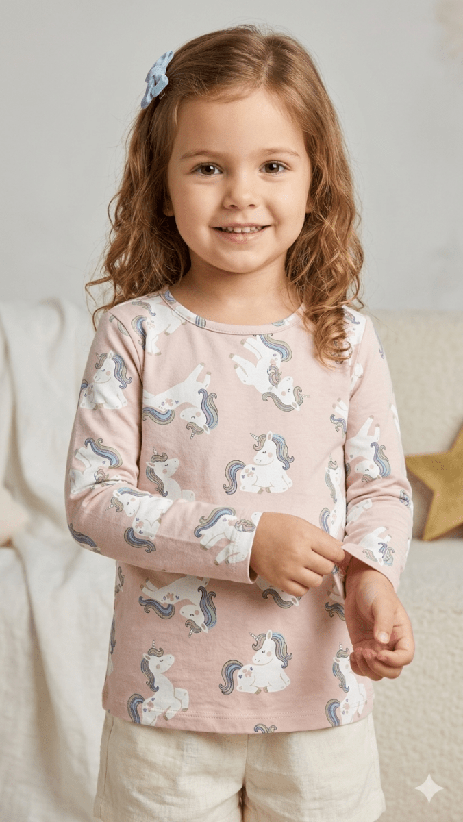 Light Pink Long Sleeved Shirt with Unicons Print (BG-000147)