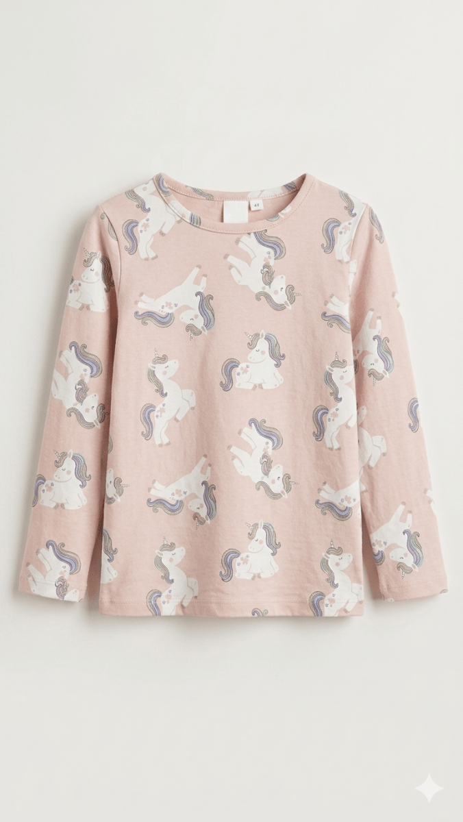 Light Pink Long Sleeved Shirt with Unicons Print (BG-000147)
