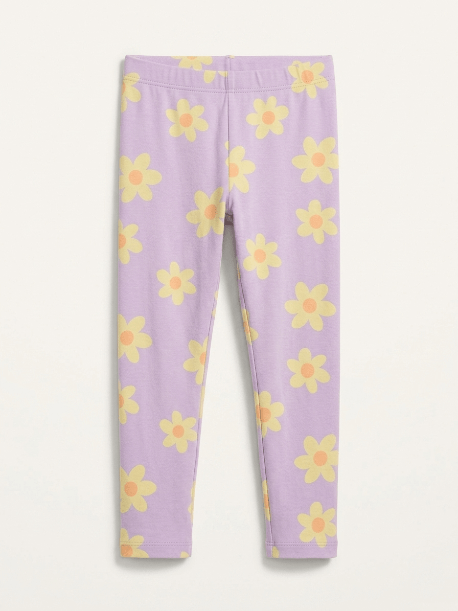 LIGHT PURPLE TIGHTS WITH YELLOW FLOWER PRINT (BG-000796) - girl tights