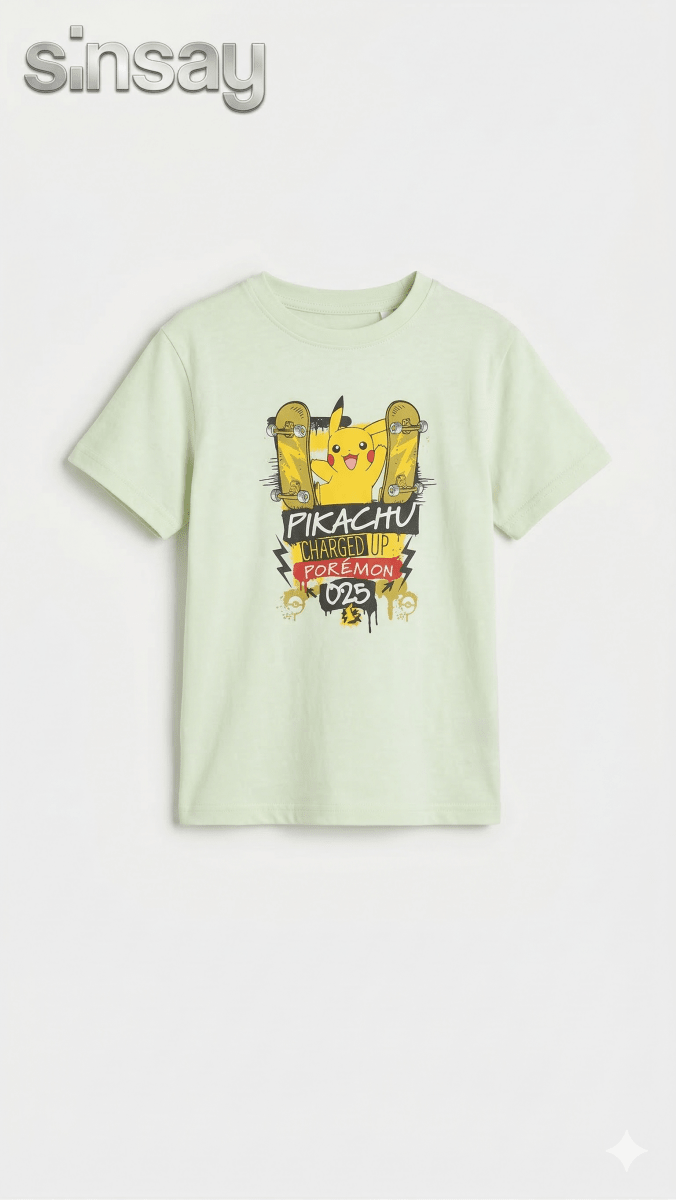 light with pikachu and scateboard BG-000437 - boy tshirt