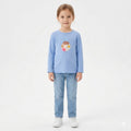 Long Sleeve Shirt with Embroidered Face in Blue color (BG-000302) - blouse