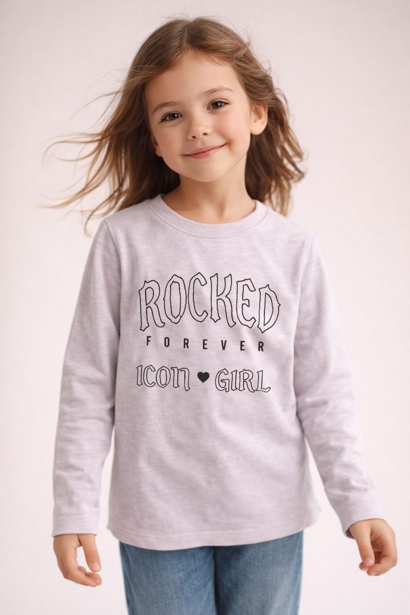 Long Sleeve Shirt with ROCKED FOREVER & ICON GIRL Print (BG-000164)