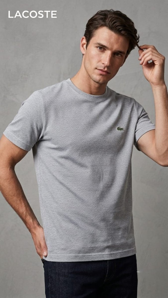 Men’s Luxury Casual Half Sleeve T-Shirt by Lacoste – Gray (BG-000628)