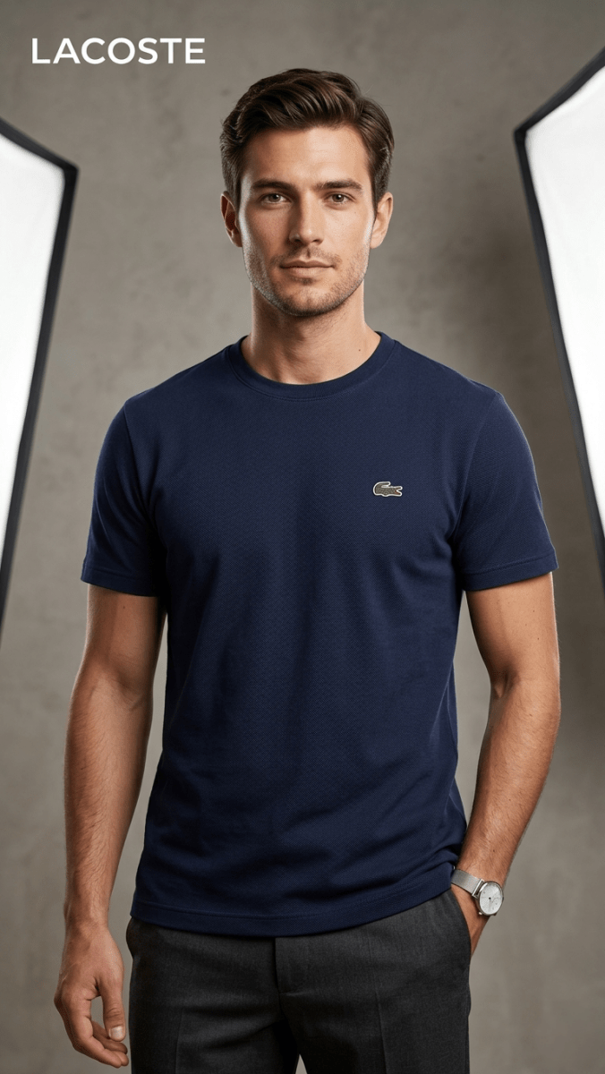 Men’s Luxury Casual Half Sleeve T-Shirt by Lacoste – Navy Blue (BG-000630) - men shirts