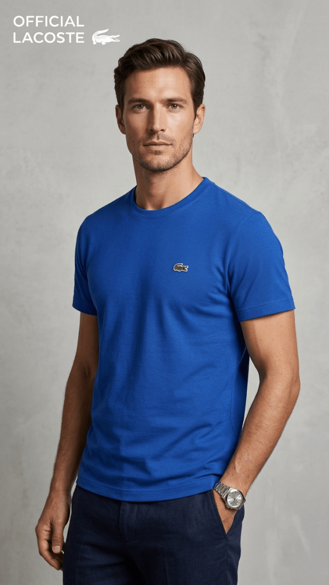 Men’s Luxury Casual Half Sleeve T-Shirt by Lacoste – Royal Blue (BG-000629) - men shirts