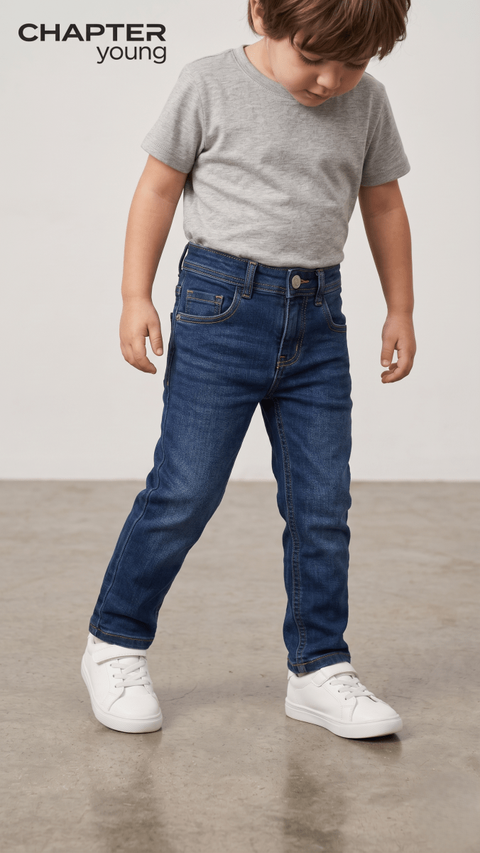 Mid Blue Boys' Slim Fit Jeans (BG-000681) - boys pants