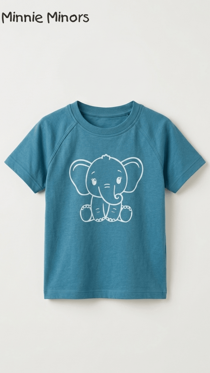 MINNIE MINORS BLUE SHIRT ELEPHANT PRINT (BG-000679) - boy tshirt