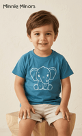 MINNIE MINORS BLUE SHIRT ELEPHANT PRINT (BG-000679) - boy tshirt