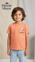 MINNIE MINORS ORANGE SHIRT WITH PEANUTS & DOG PRINT 9BG-000675) - boy tshirt