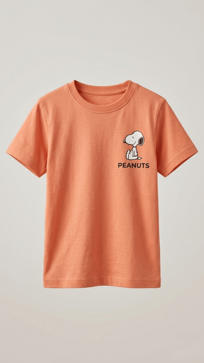 MINNIE MINORS ORANGE SHIRT WITH PEANUTS & DOG PRINT 9BG-000675) - boy tshirt