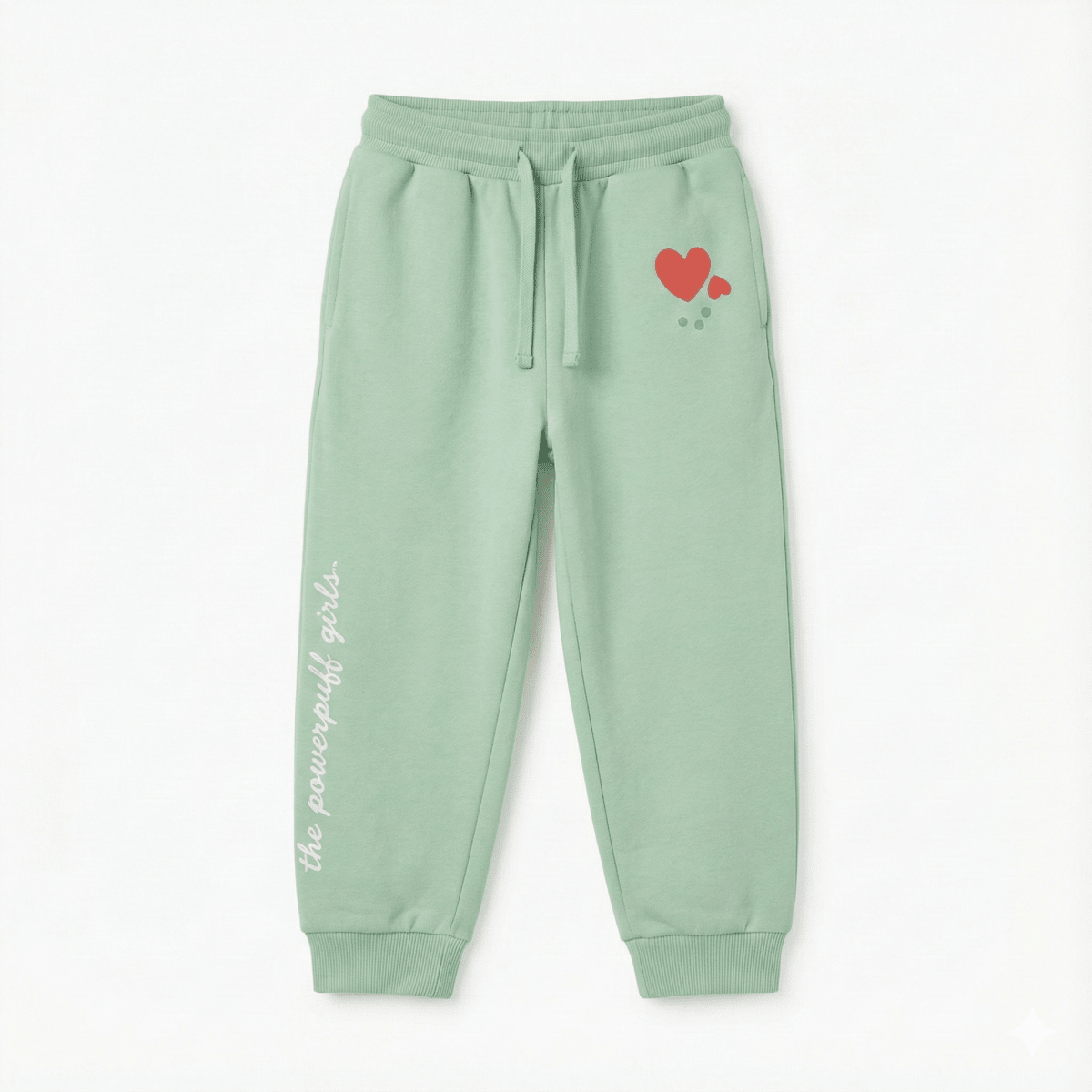 Mint Green Fleece Joggers with Heart Graphic (BG-000025)