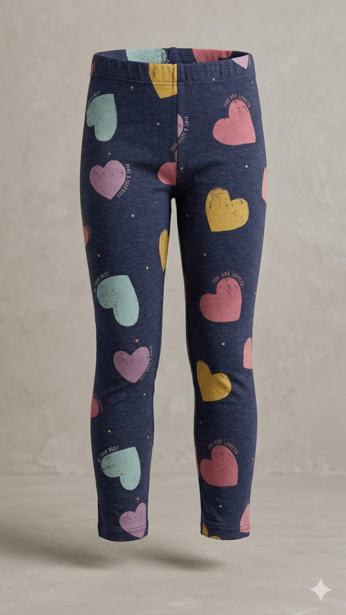 Multi-Colored Heart Leggings (BG-000526) - girl tights