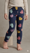Multi-Colored Heart Leggings (BG-000526) - girl tights