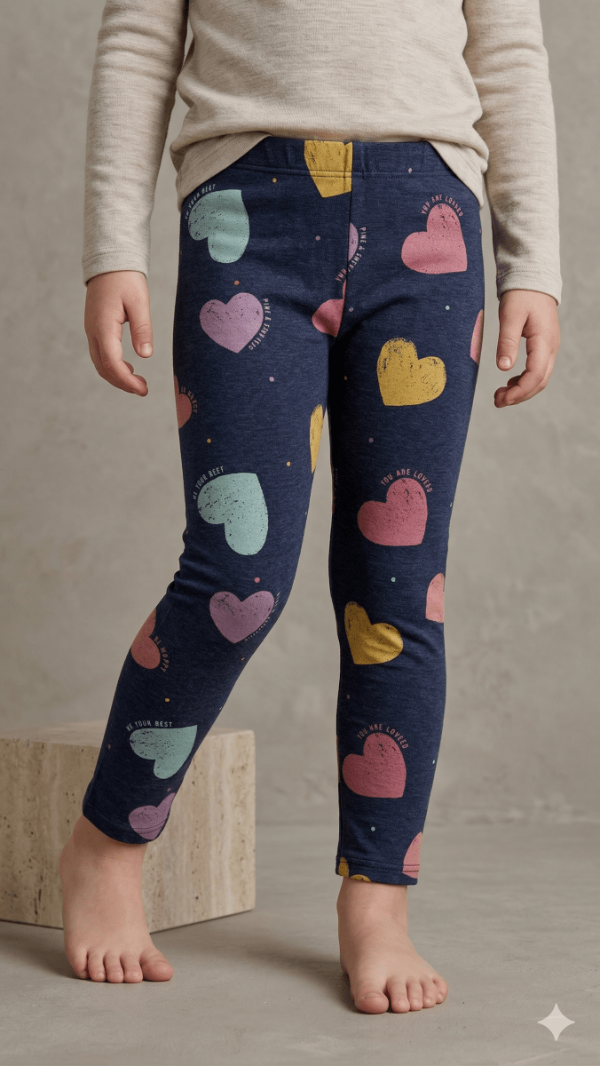 Multi-Colored Heart Leggings (BG-000526) - girl tights