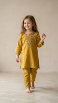 Mustard Grace – Floral V-Neck Hand-Crafted Co-ord 2 Piece (BG-000694) - 2 piece suit