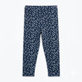 Navy Blue Legging with Ribbed Floral Print (BG-000203) - girl tights